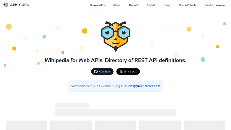 Screenshot of APIs.guru homepage