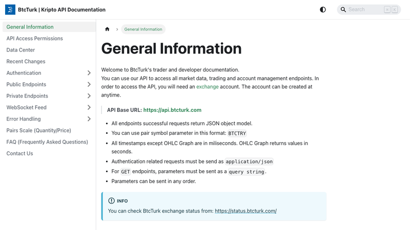 Screenshot of BtcTurk homepage