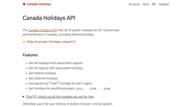 Canada Holidays API