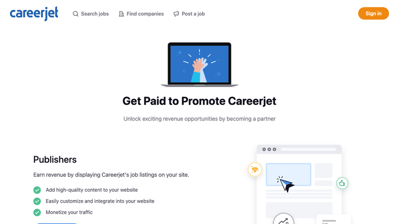 Screenshot of Careerjet homepage