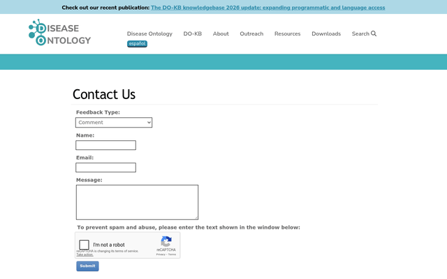 Screenshot of Disease Ontology API homepage