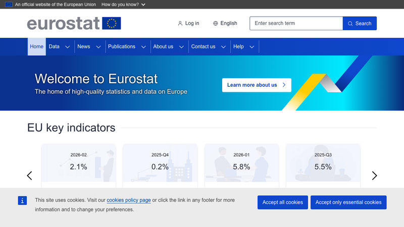 Screenshot of Eurostat API homepage