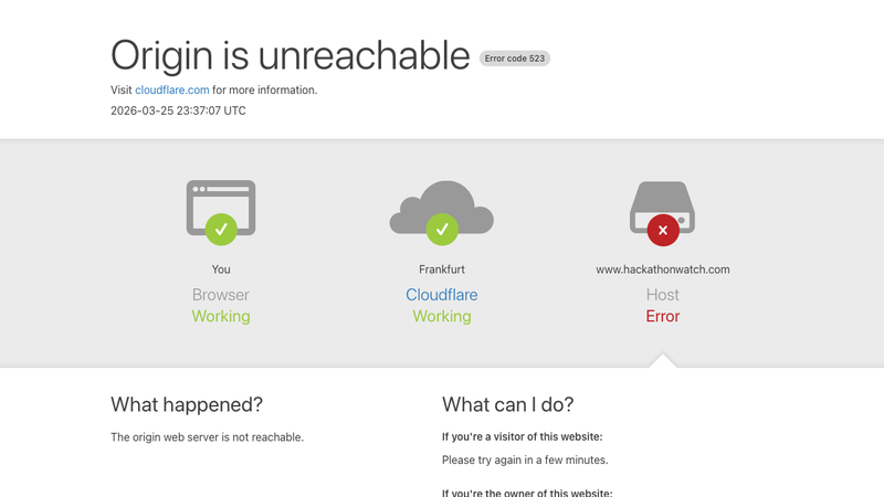 Screenshot of HackathonWatch homepage