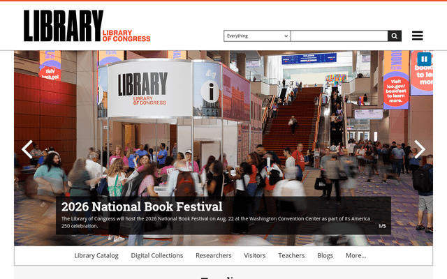 Screenshot of Library of Congress API homepage