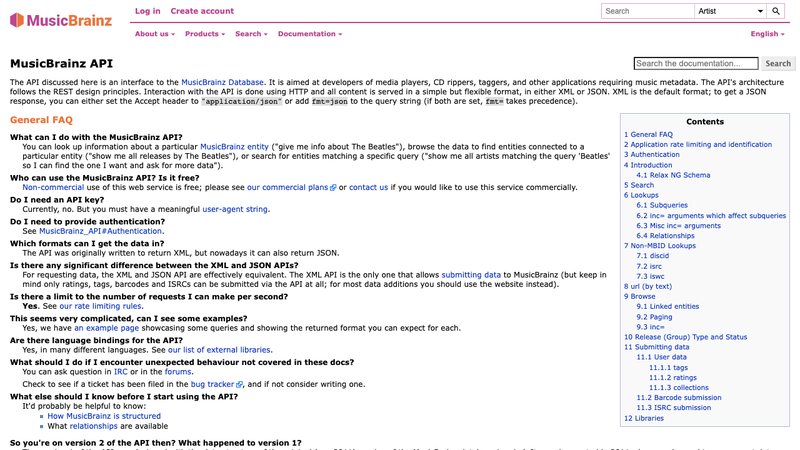 MusicBrainz API