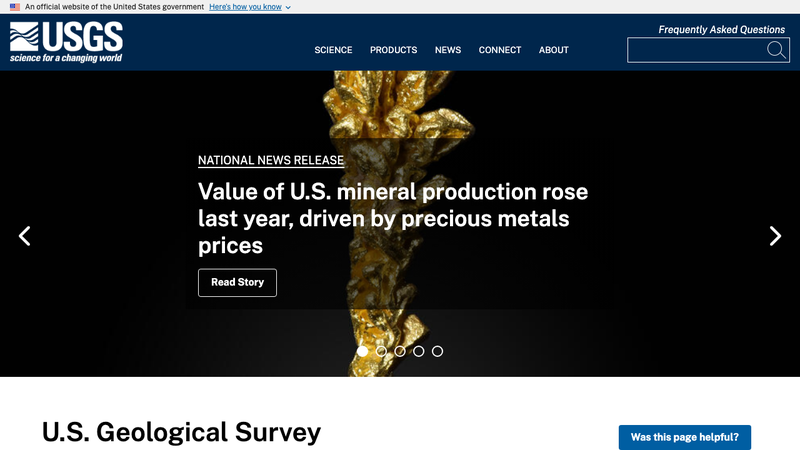 Screenshot of USGS Elevation Point Query Service (EPQS) API homepage