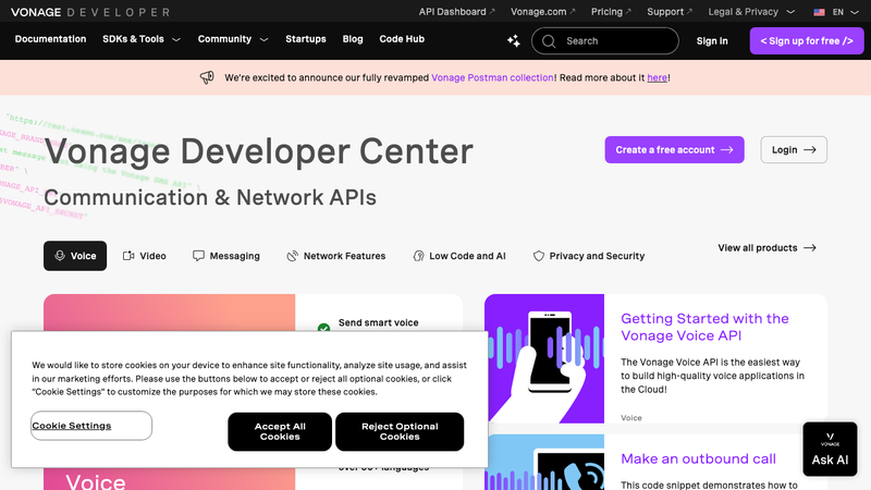 Screenshot of Conversation API homepage