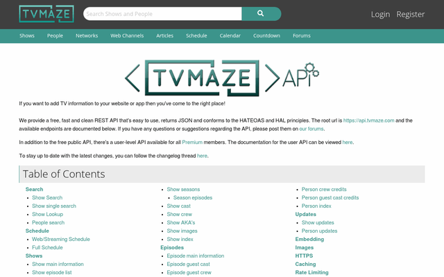 TVMaze API
