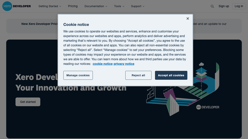 Screenshot of Xero Files API homepage